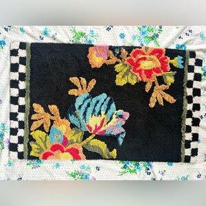 Mackenzie-Childs Flower Market Rug Black Bathroom Rug
